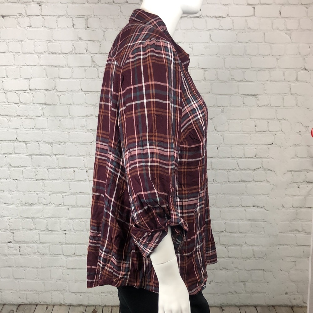 Style & Co Burgundy Plaid Utility Shirt Plus Sz 3X - Picture 4 of 6